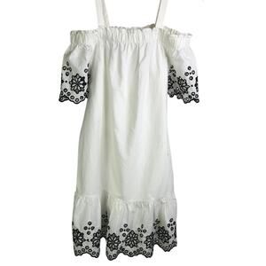 Vineyard‎ Vines Dress Womens XS Boho Cottage Embroidered Eyelet Off Shoulder NWT